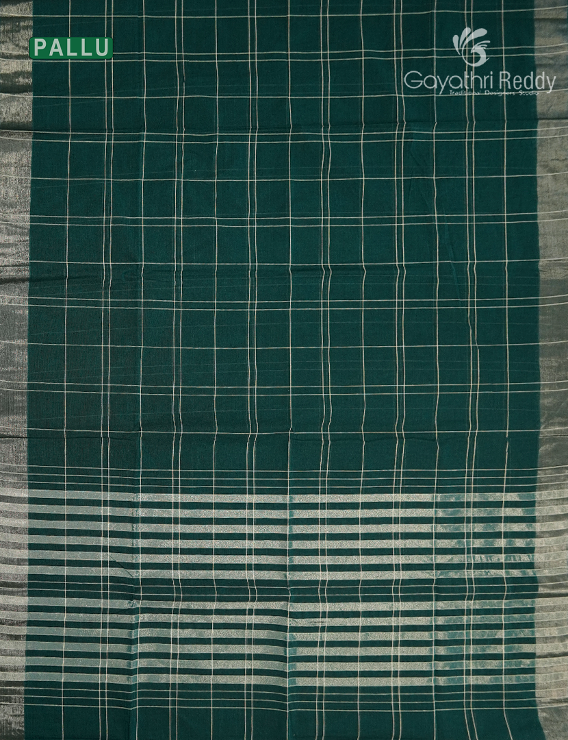 Pure Kanchi Cotton Saree in Deep Peacock Green