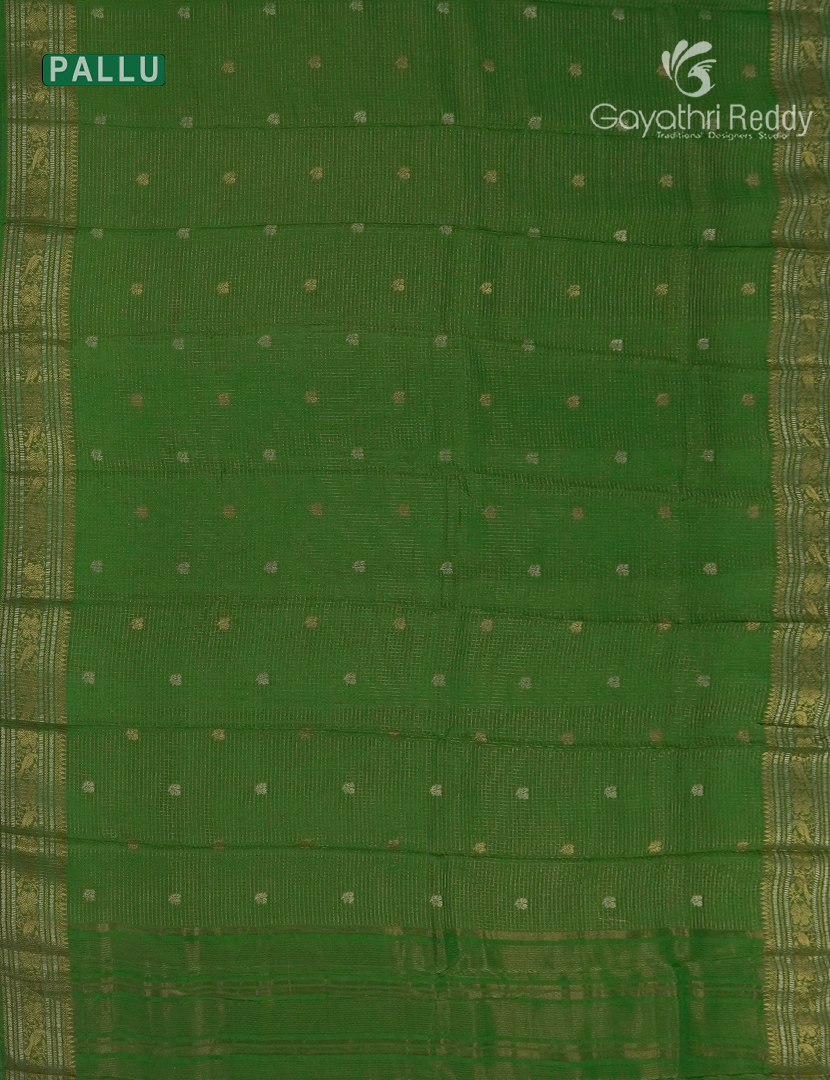 Semi Mysore Crepe Saree in Mehendi Green