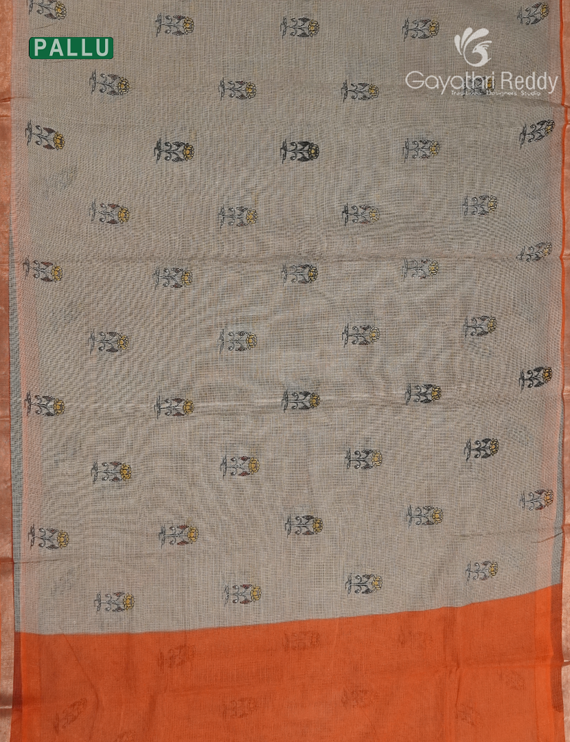 Premium Quality Cotton Kota Saree in Beige and Orange