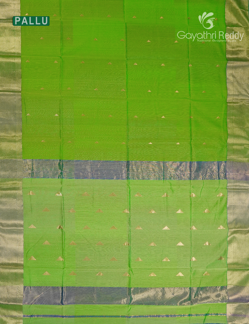 Pure Chanderi Sico Saree in Parrot Green