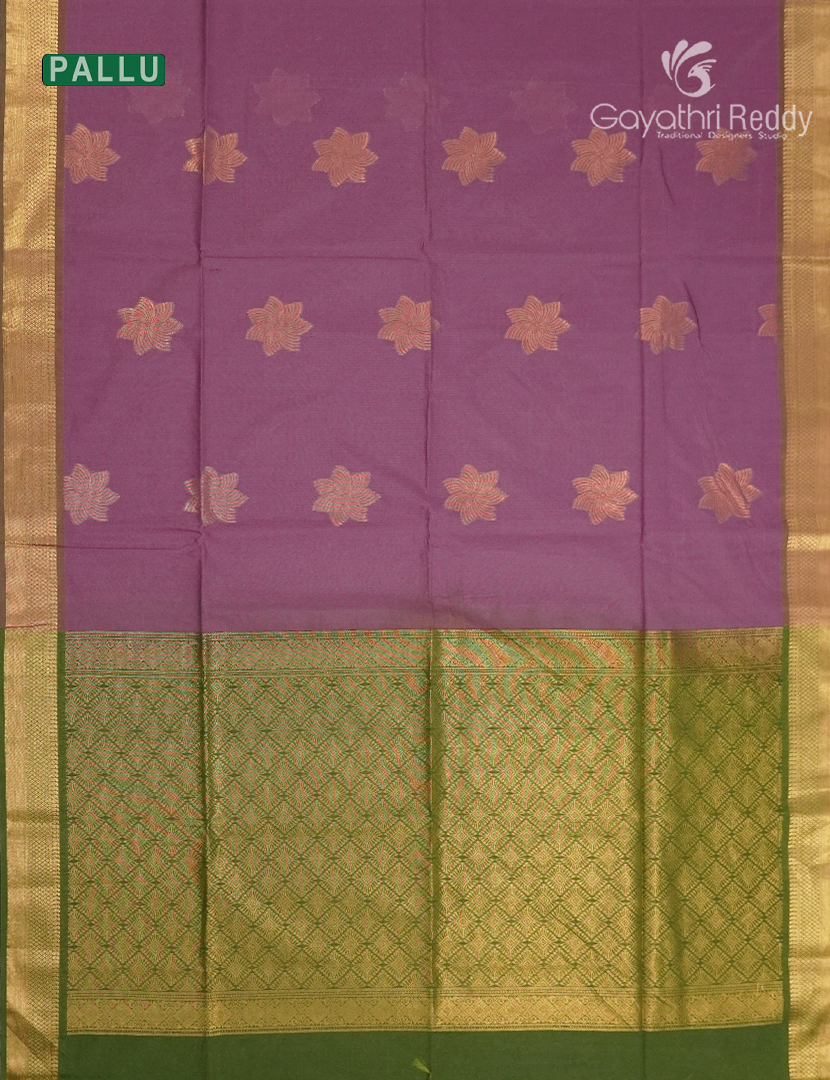 Kanchipuram Sico Saree in Deep Onion Pink and Green