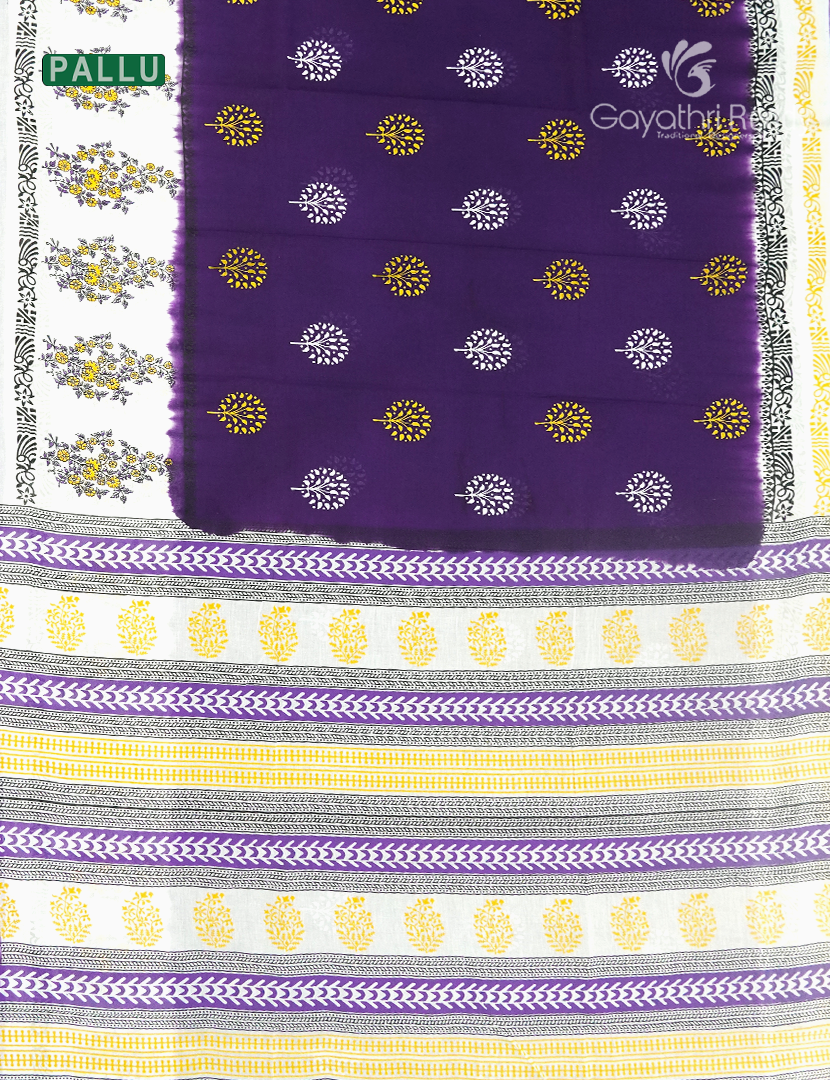 Pure MulMul Cotton Saree in Deep Violet