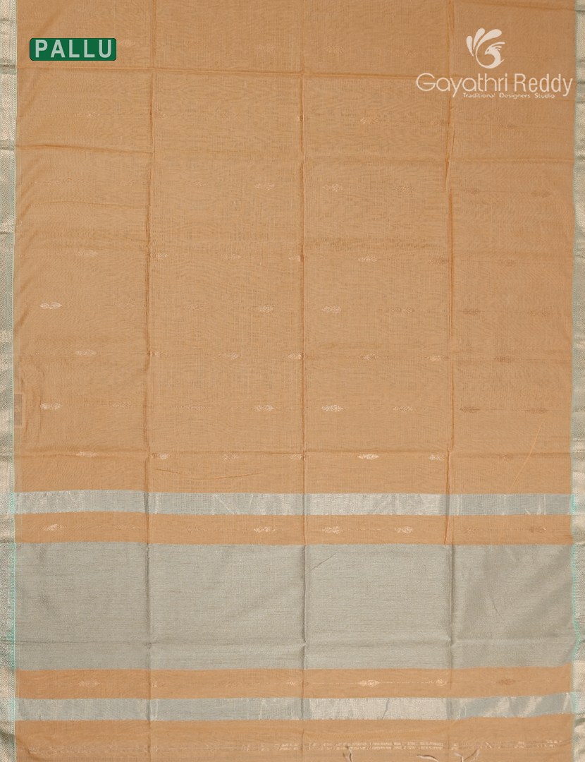 Pure Chanderi Sico Saree in Pastel Peach and Turquoise