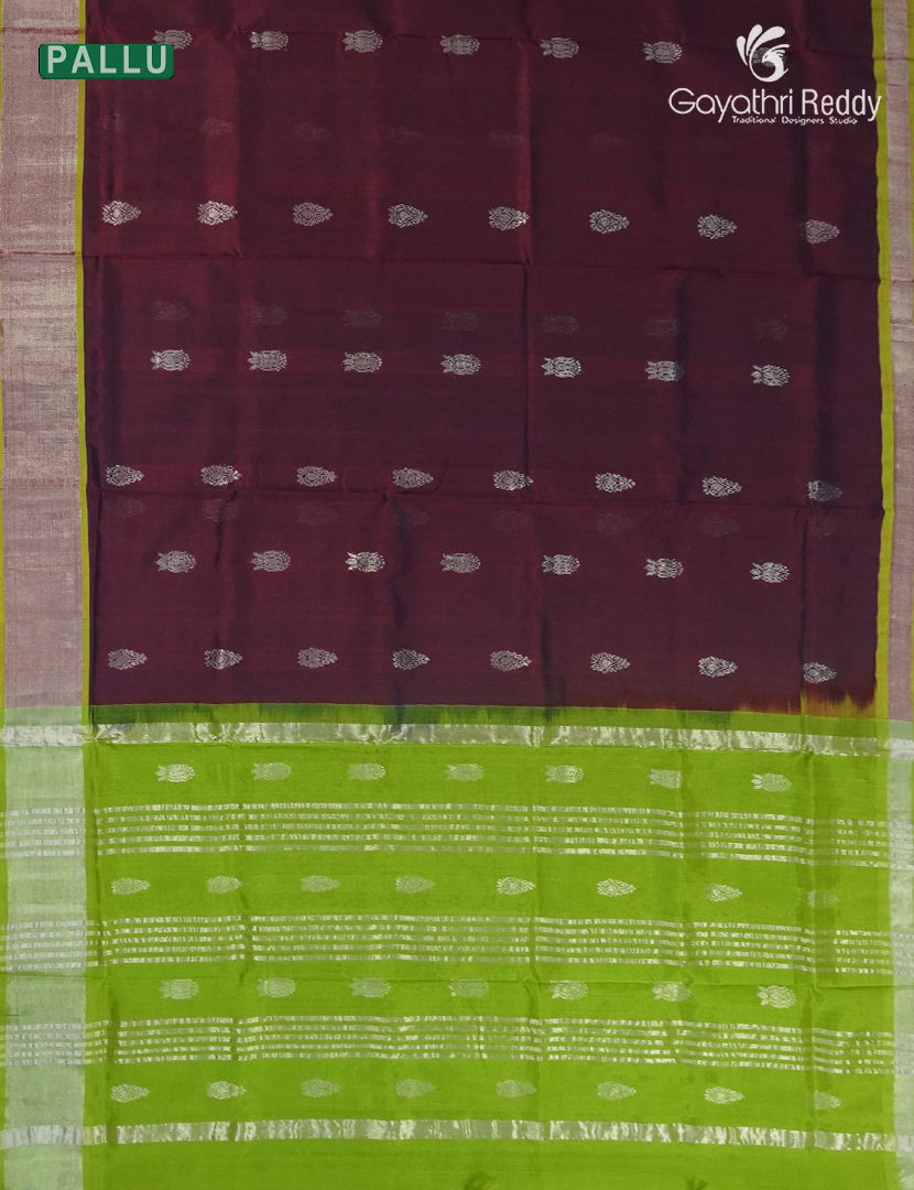 Pure Arani Sico Saree in Brown and Parrot Green