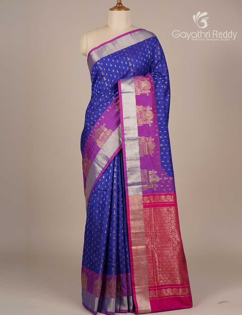 Pure Uppada Silk Saree in Violet and Pink
