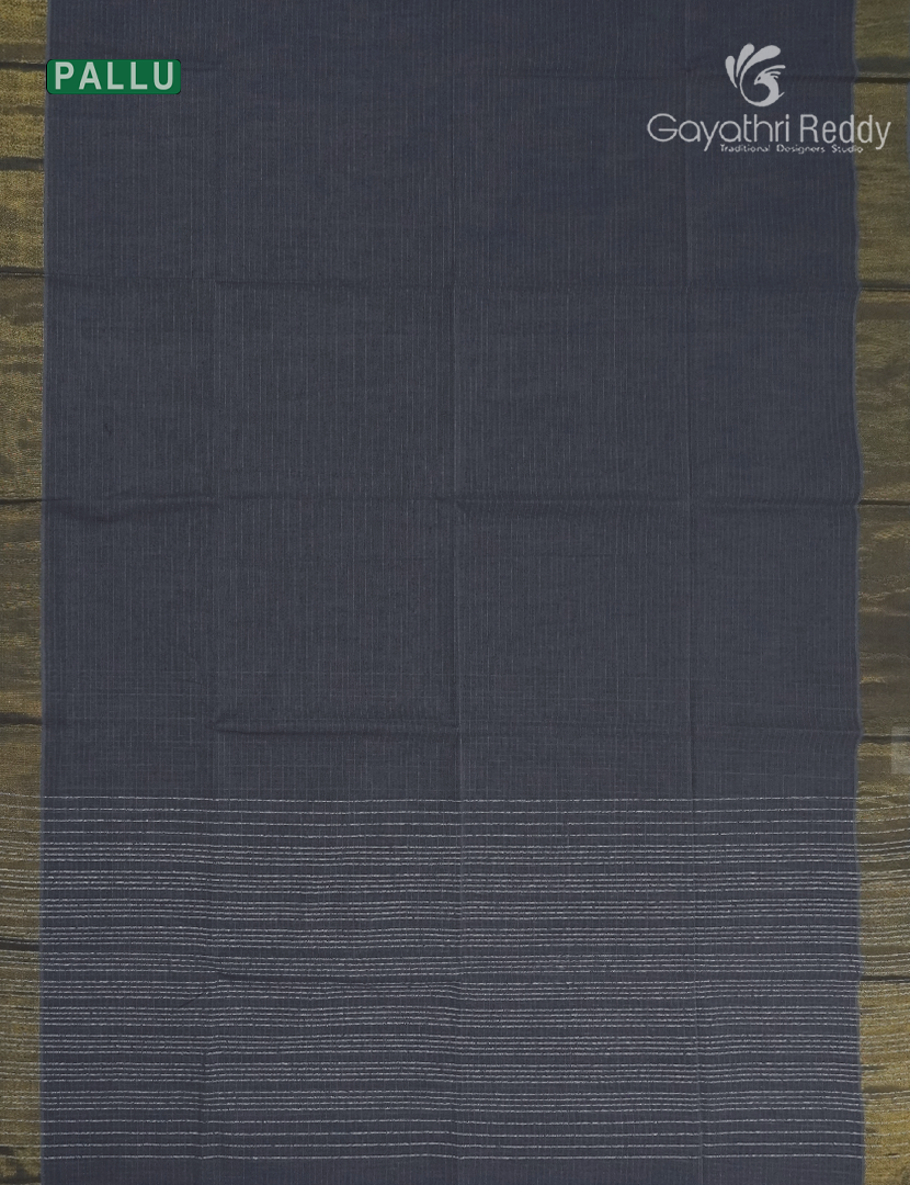Pure Handloom Cotton Saree in Deep Ash Grey