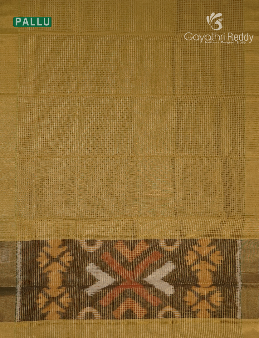 Semi Ikat Silk Saree in Light Khakhi