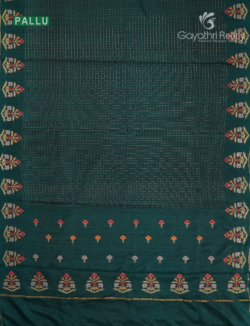 Semi Tussar Fancy Saree in Deep Rama Green