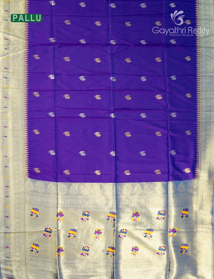 Semi Kanchipuram Art Silk Saree in Violet
