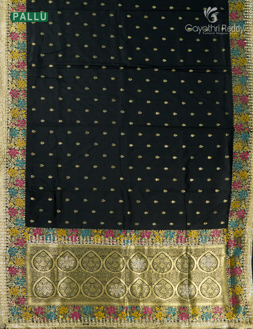 Semi Kanchipuram Silk Fancy  Saree in Black