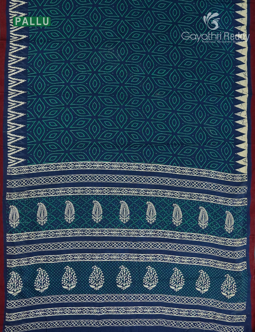Vidharbha Cotton Saree in Indigo Blue