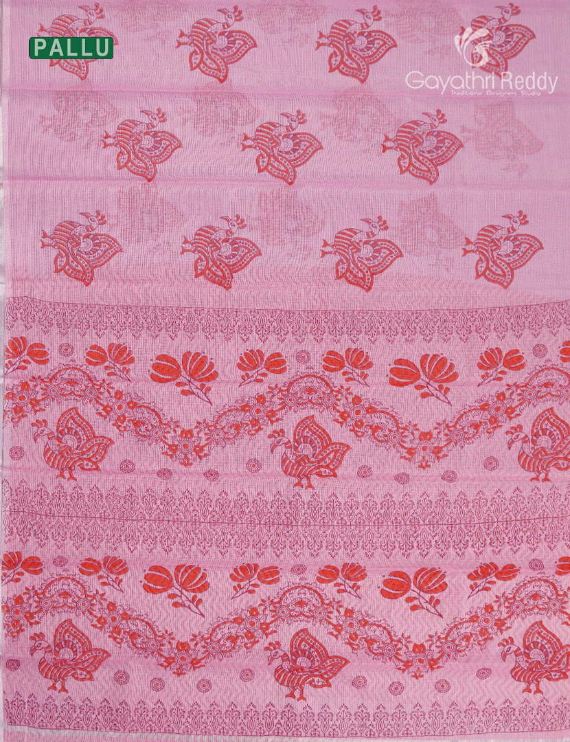 Kota Printed Saree in Pastel Peach Pink