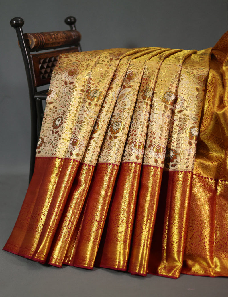CaraCola Women's Banarasi Style Pure Kanjivaram Silk Jacquard Kanchipuram Pattu  Saree With Un-Stiched Blouse… : Amazon.in: Fashion