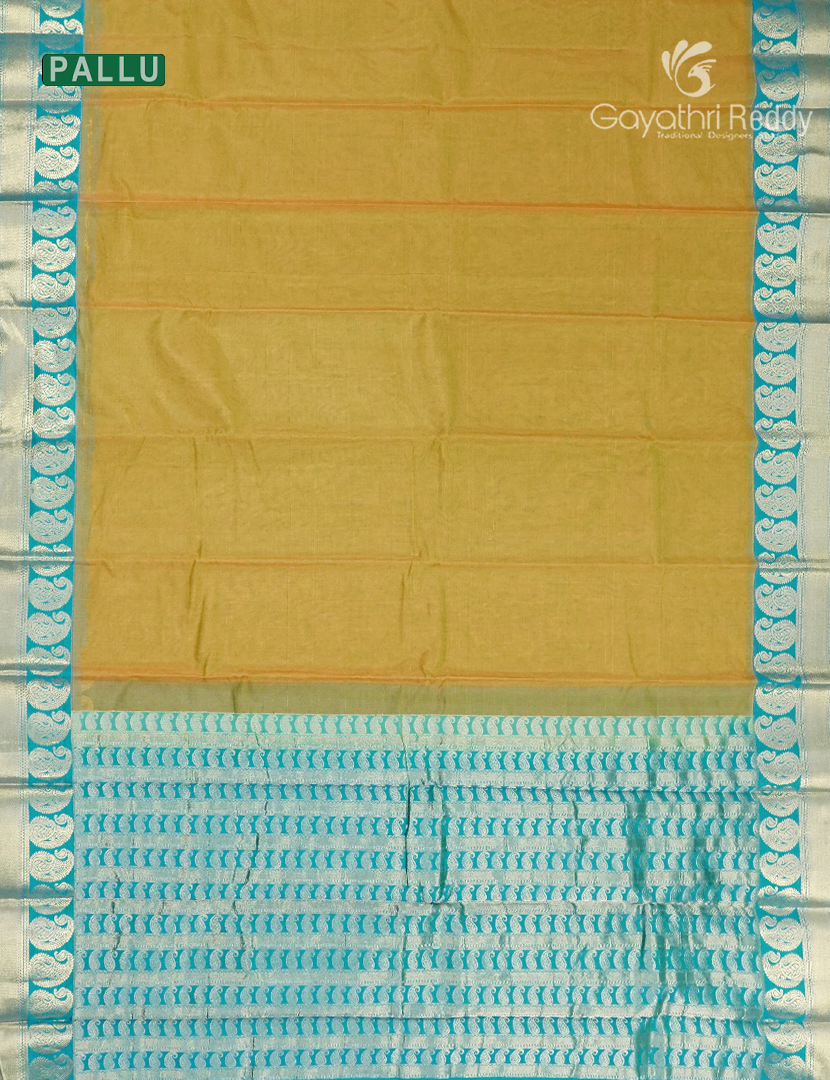 Pure Kanchi Sico Saree in Mustard in Rama Green