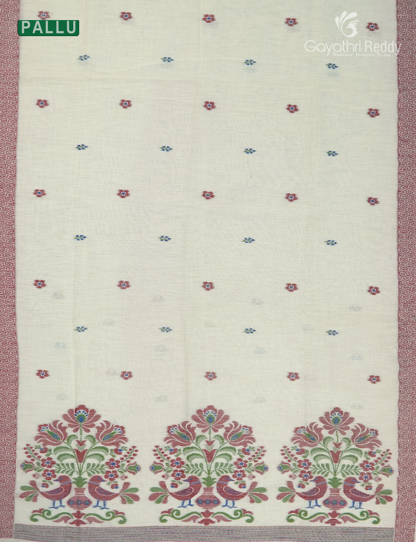 Pure Linen Saree in Cream