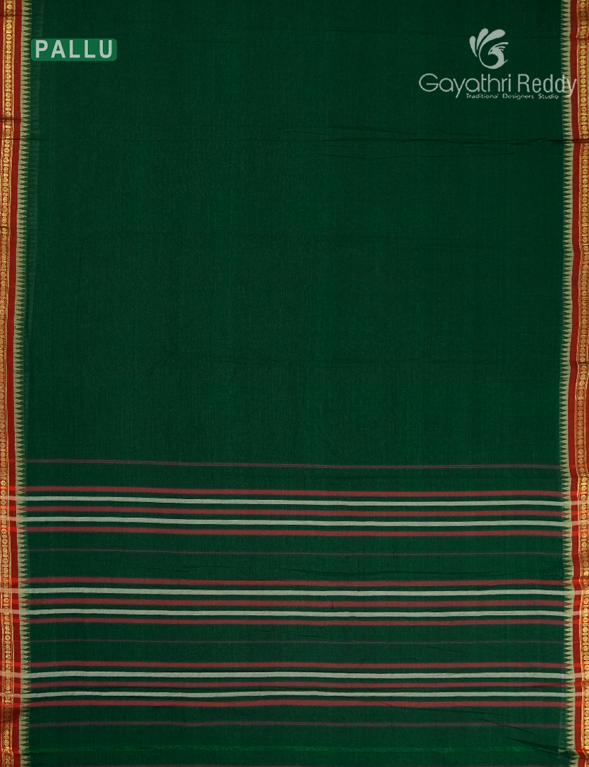Pure Narayanpet Cotton Saree in Bottle Green