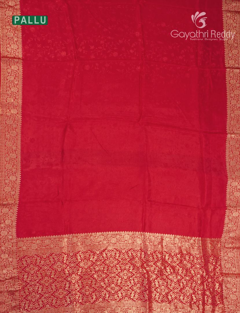 Semi Mysore Crepe Saree in Red