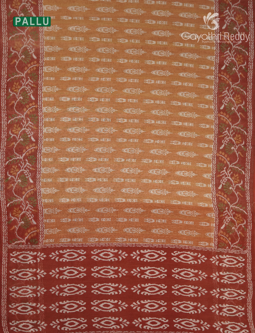Linen Cotton Saree in Peach