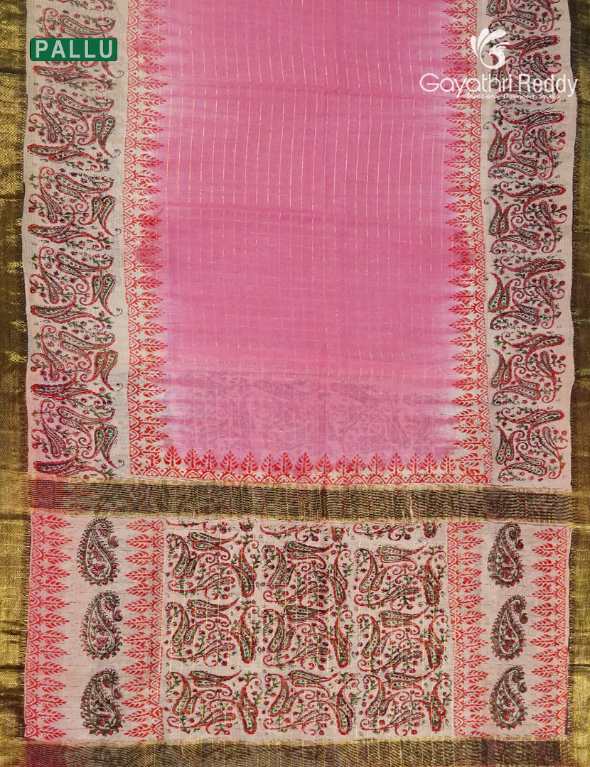 Mangalgiri Kalamkari Saree in Baby Pink