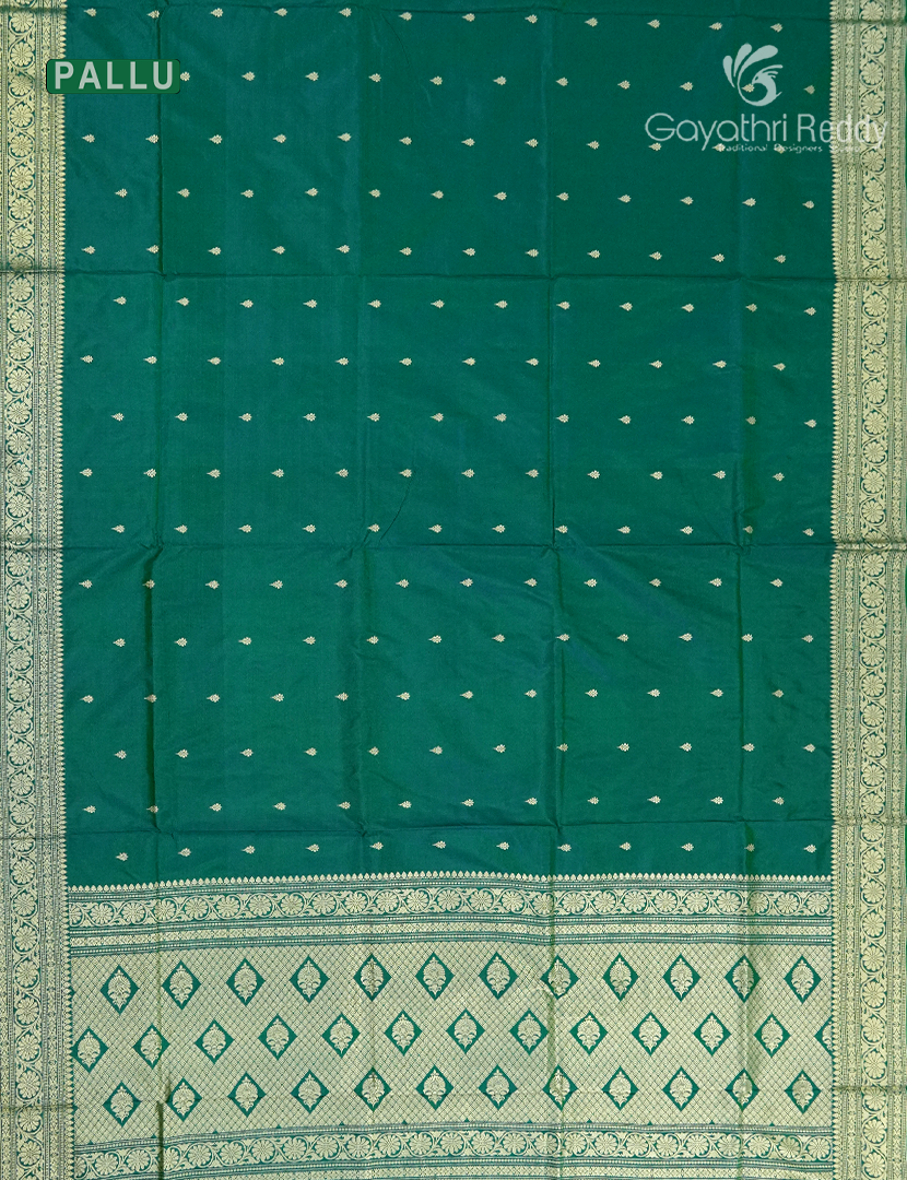 Pure Banaras Katan Silk Saree in Deep Rama Green