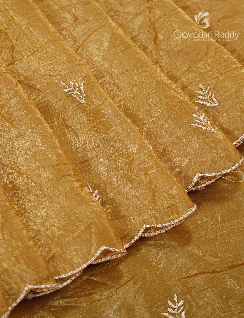 Glass Organza Saree in Pastel Mustard