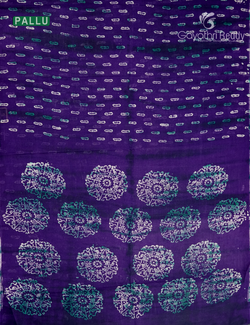 Cotton Batik Print Saree in Violet