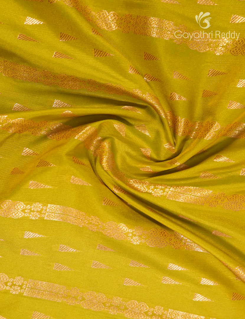 Semi Kanchipuram Art Silk Saree in Lime yellow