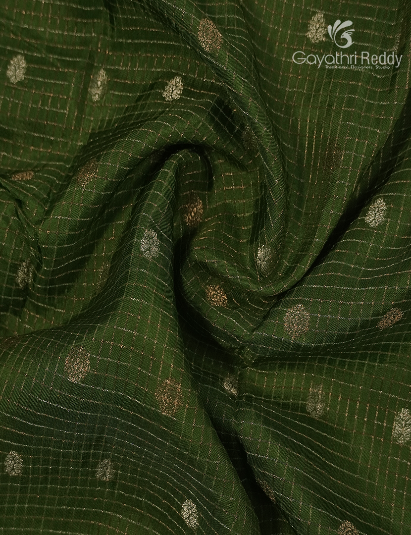 Semi Mysore Crepe Saree in Olive Green