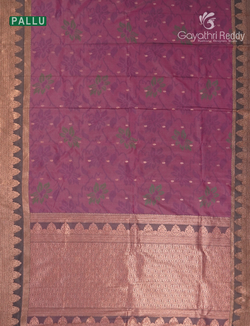 Semi Kanchipuram Art Silk Saree in Deep Onion Pink