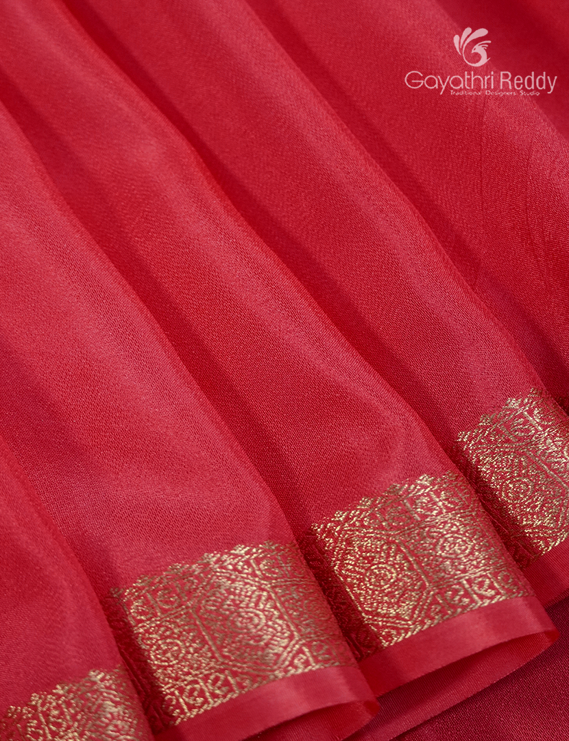Semi Mysore Crepe Saree in Peach Pink