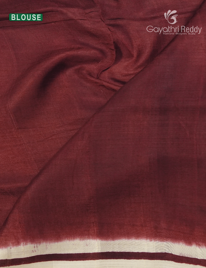 Pure Silk Saree in Brown and  Cream