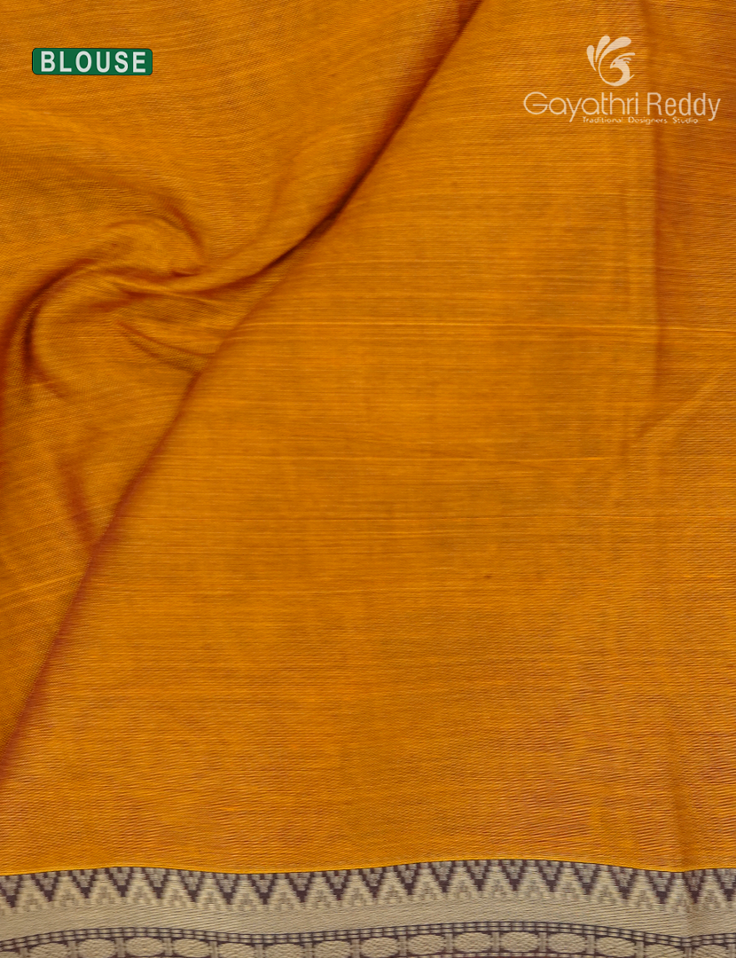 Pure Narayanpet Cotton Saree in Deep Mustard