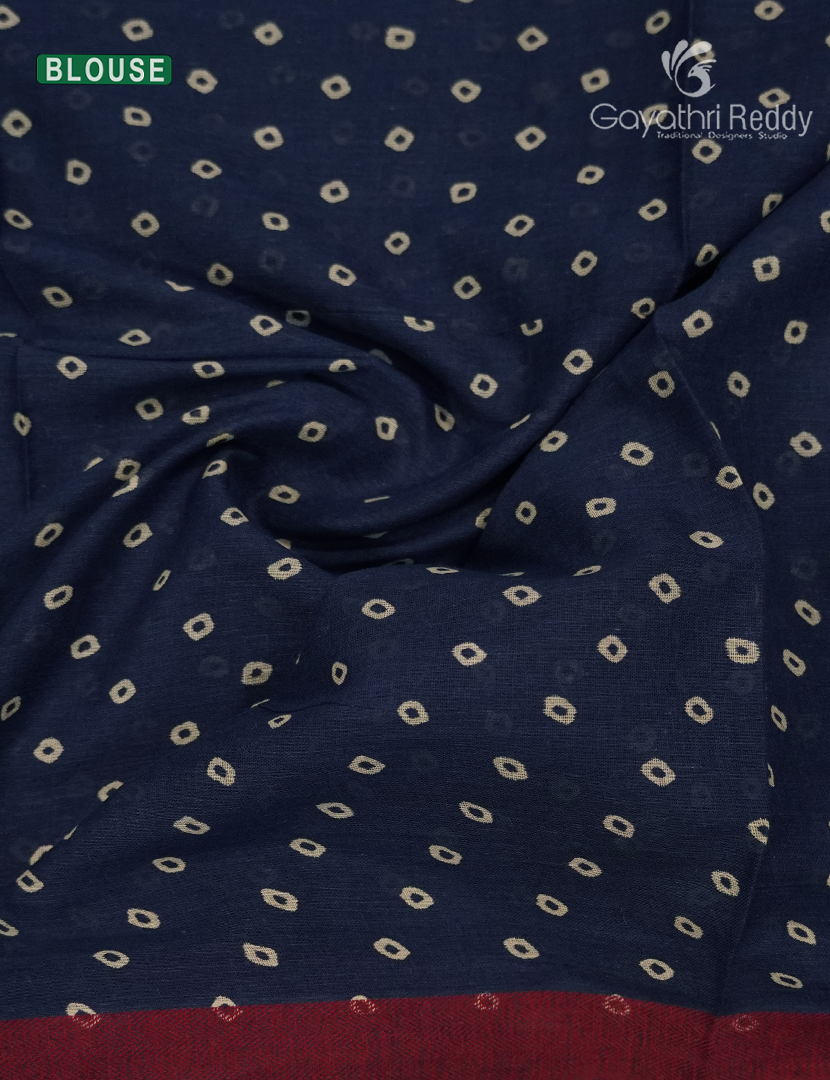 Vidharbha Cotton Saree in Indigo Blue