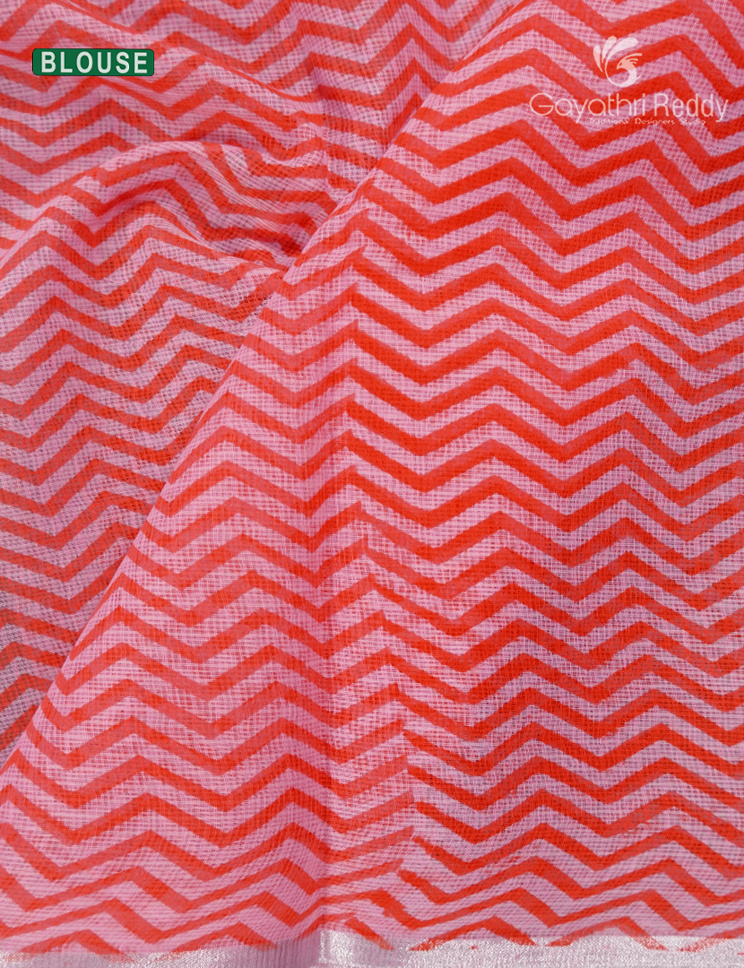 Kota Printed Saree in Pastel Peach Pink