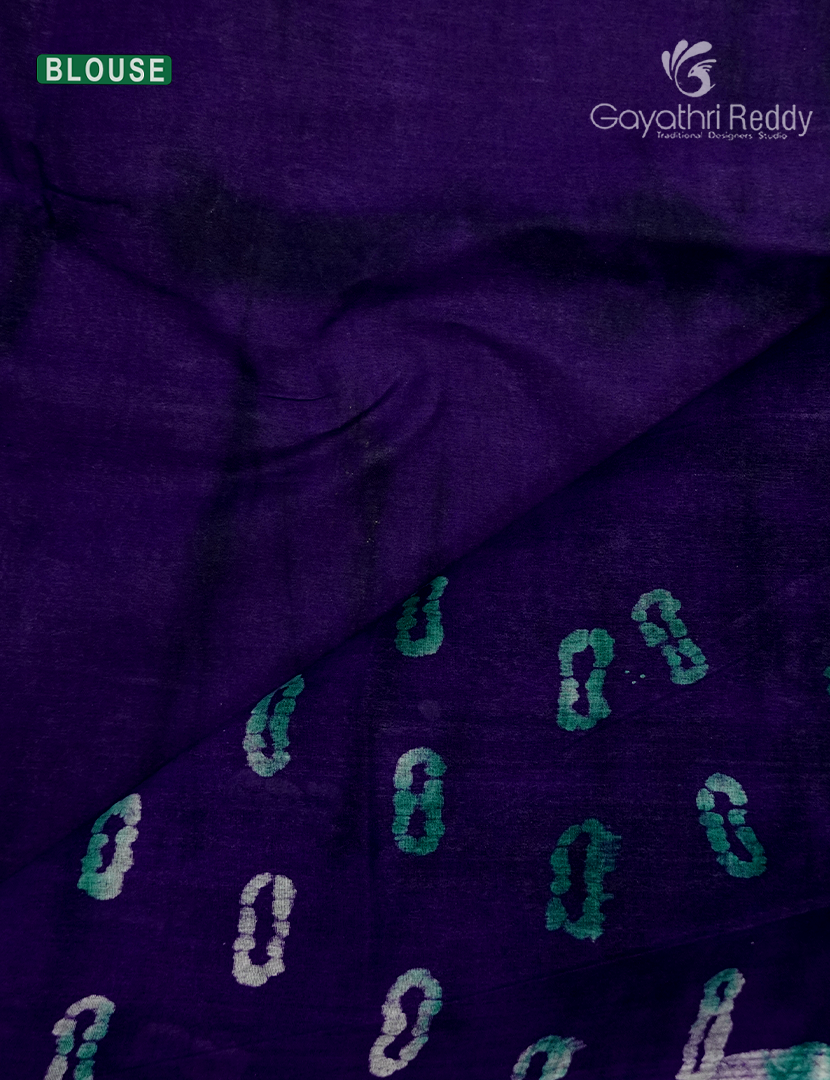 Cotton Batik Print Saree in Violet