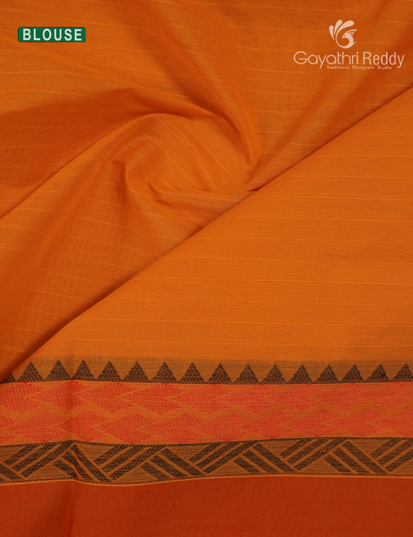 Pure Kanchi Cotton Saree in Orange