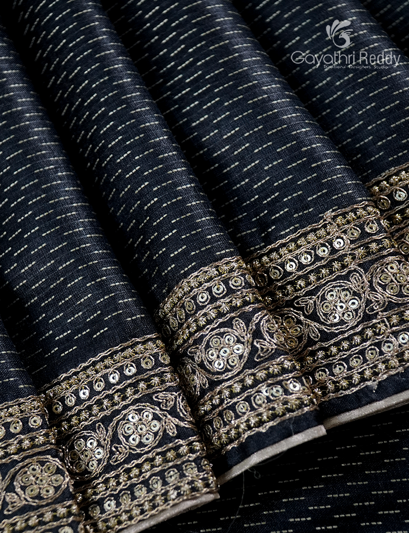 Pure Desi Tussar Fancy Saree in Black