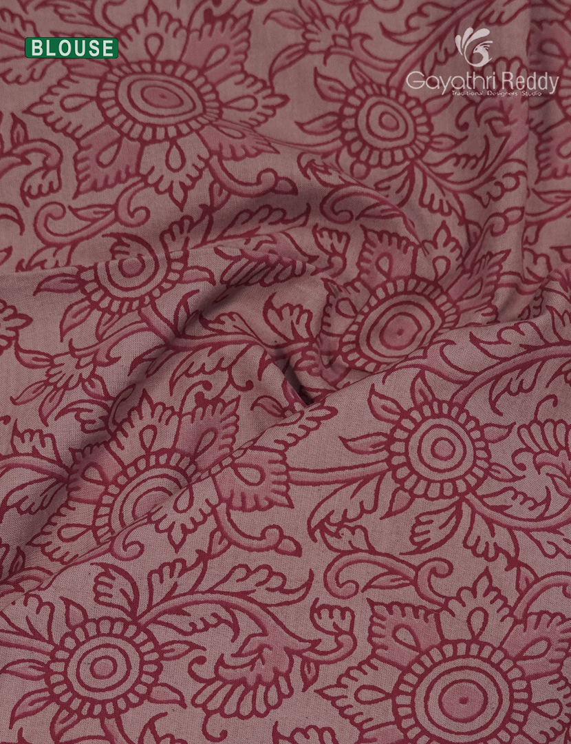 Premium Quality Cotton Kota Saree in Light Onion Peach and Deep Red