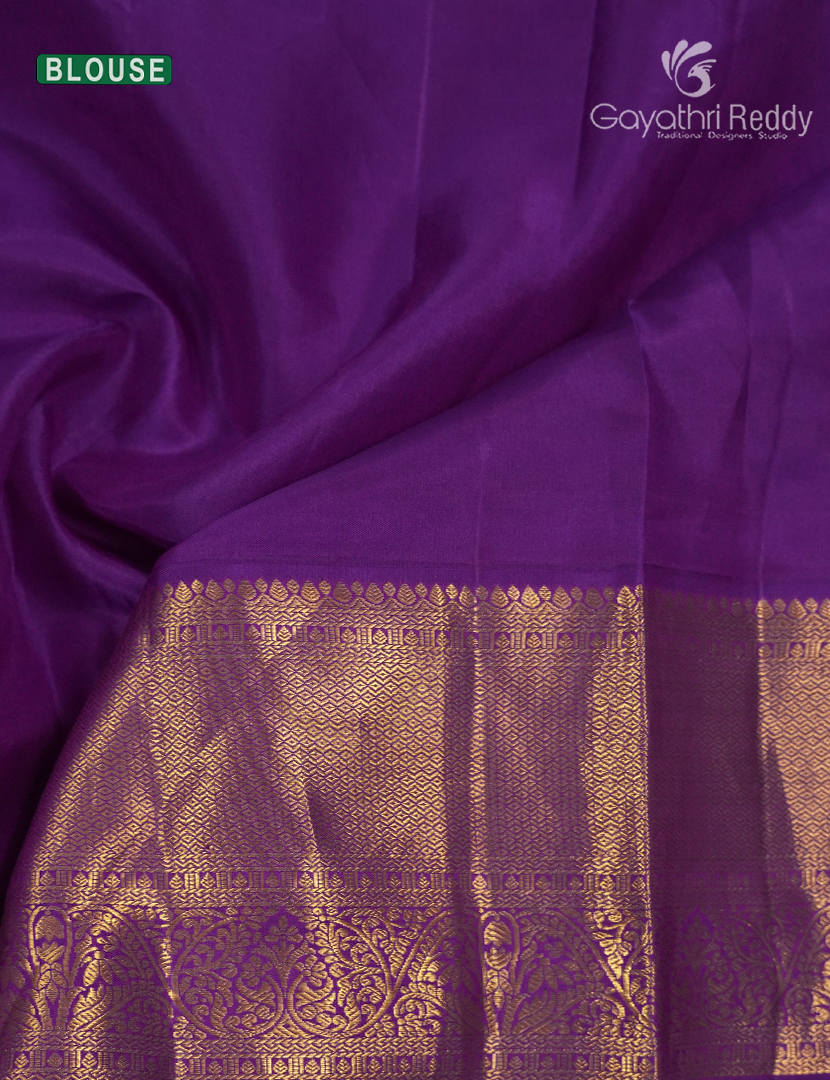 Pure Kanchipuram Bridal Silk Saree in Baby Pink and Purple