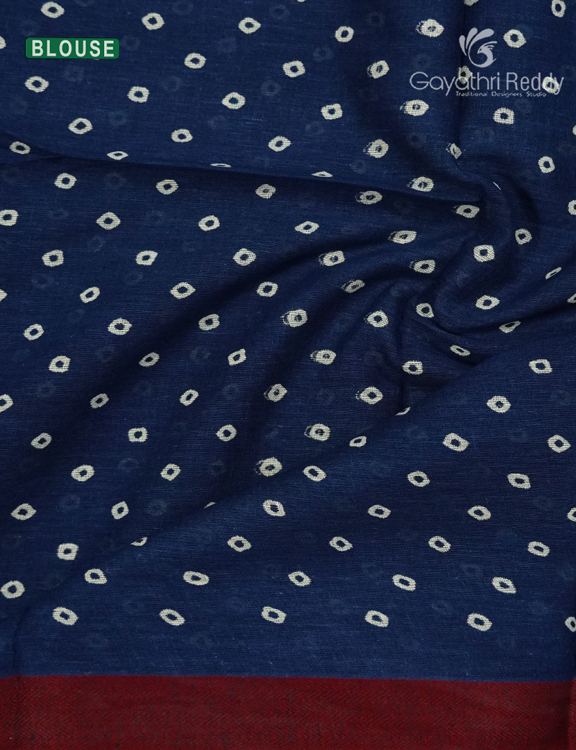 Vidharbha Cotton Saree in Indigo Blue