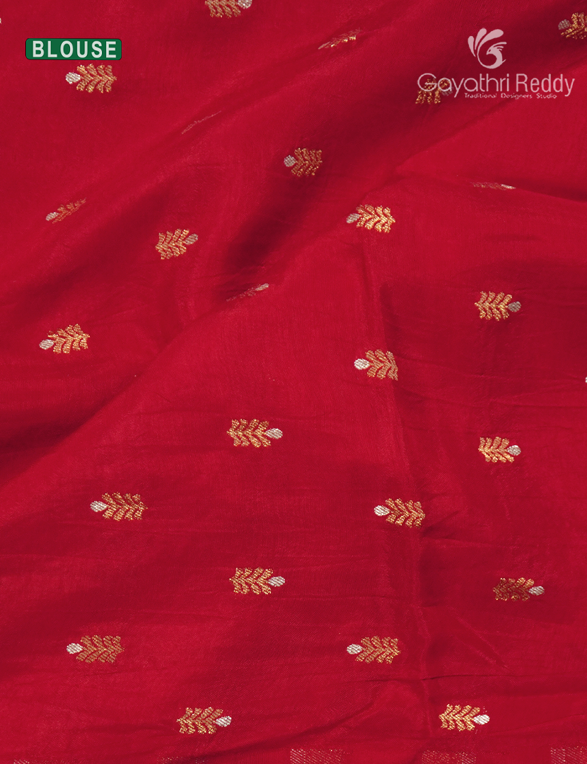 Semi Mysore Crepe Saree in Red