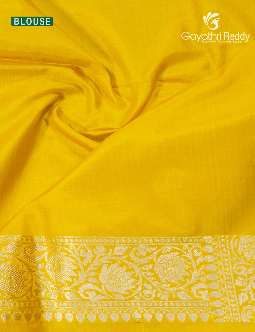 Pure Banaras Katan Silk Saree in Lime Yellow