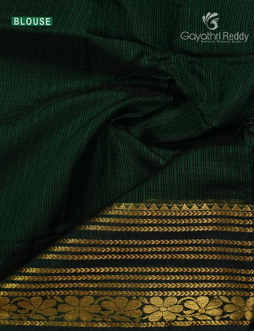 Pure Silk Kota Saree in Bottle Green