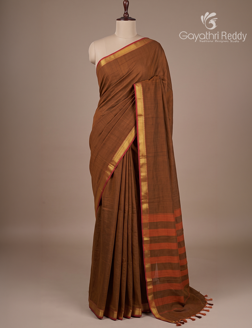 Pure Narayanpet Cotton Saree in Deep Mustard