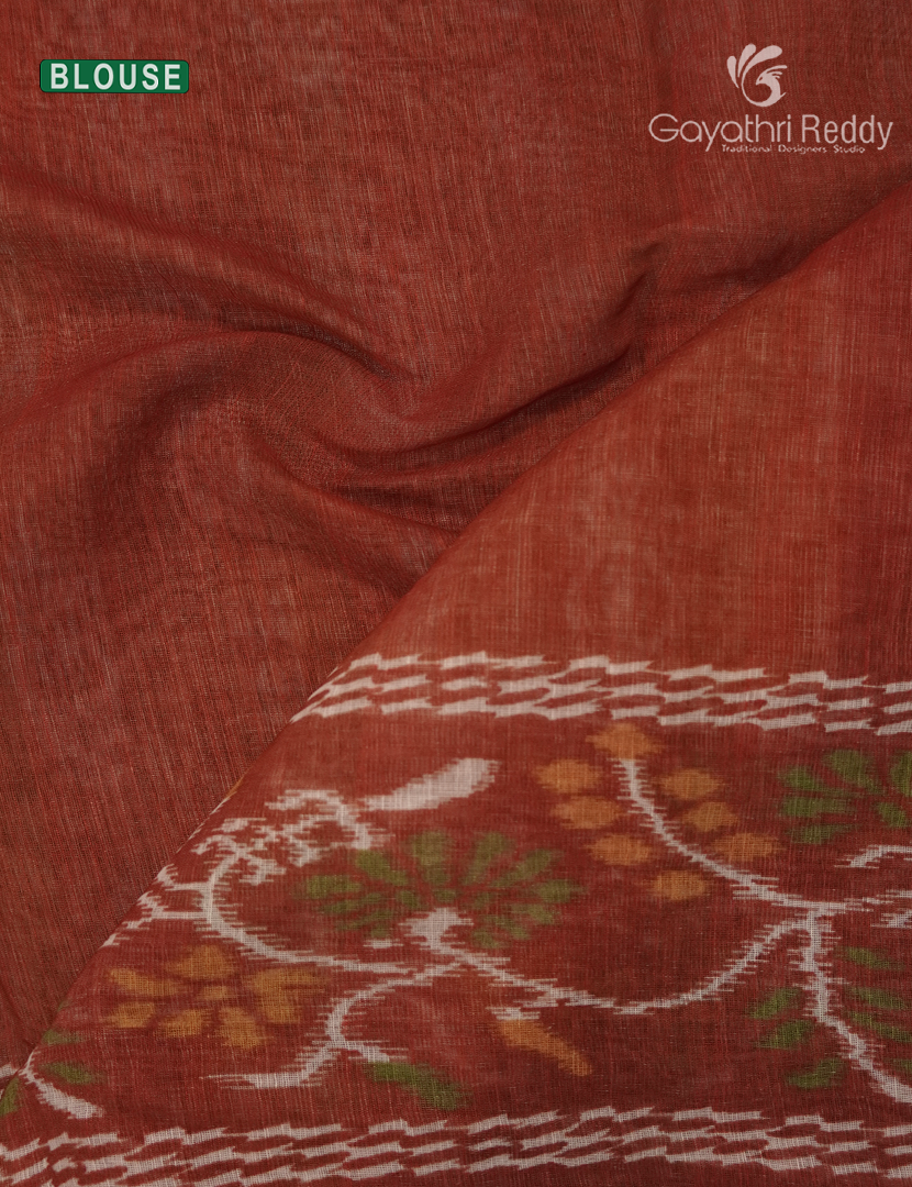Linen Cotton Saree in Peach