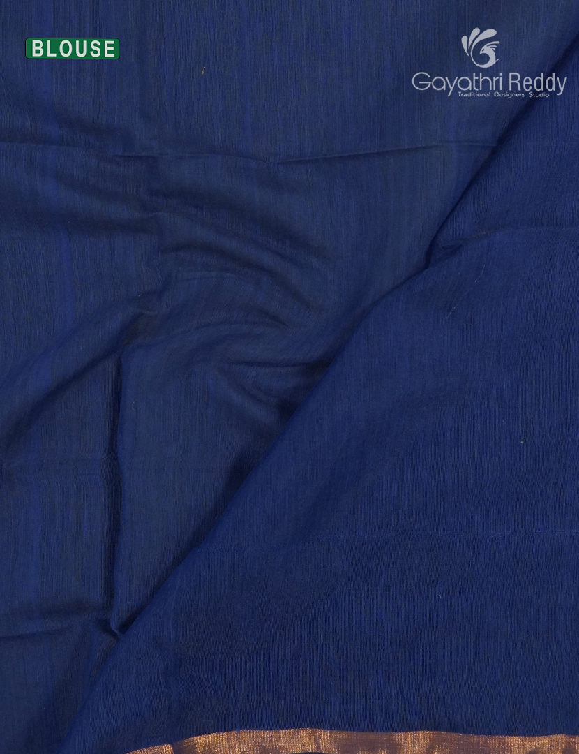 Pure Jamdani Kora Saree in Deep Blue