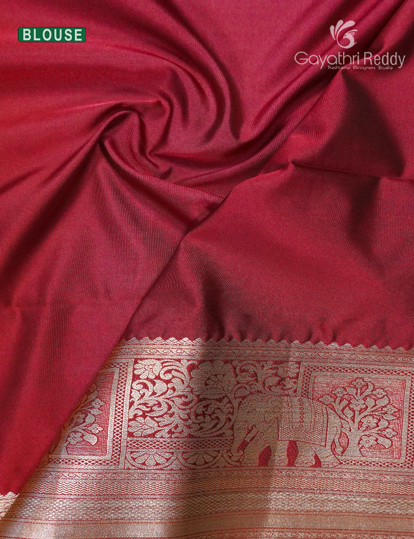 Soft Silk Saree in Grey and Red