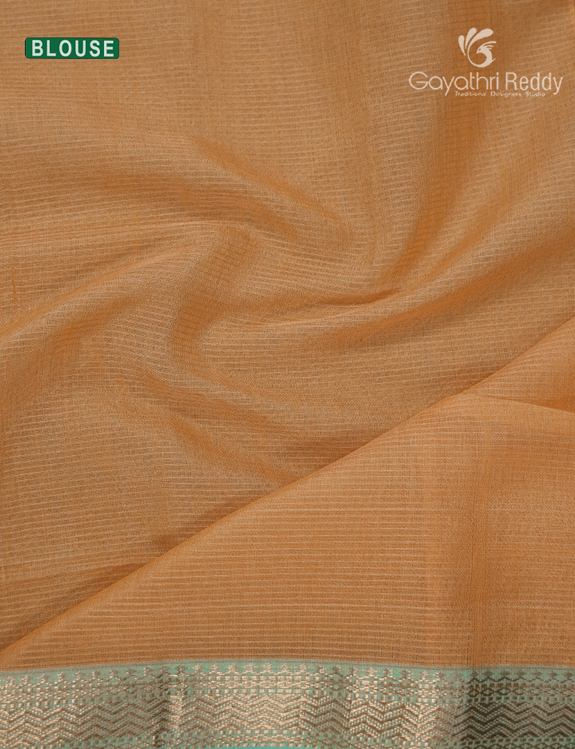 Pure Chanderi Sico Saree in Pastel Peach and Turquoise