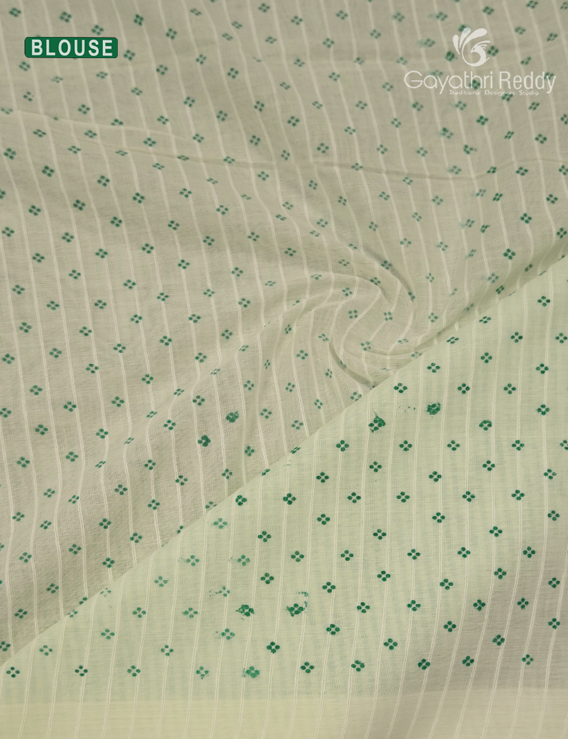 Pure Kanchi Cotton Printed Saree in Apple Green