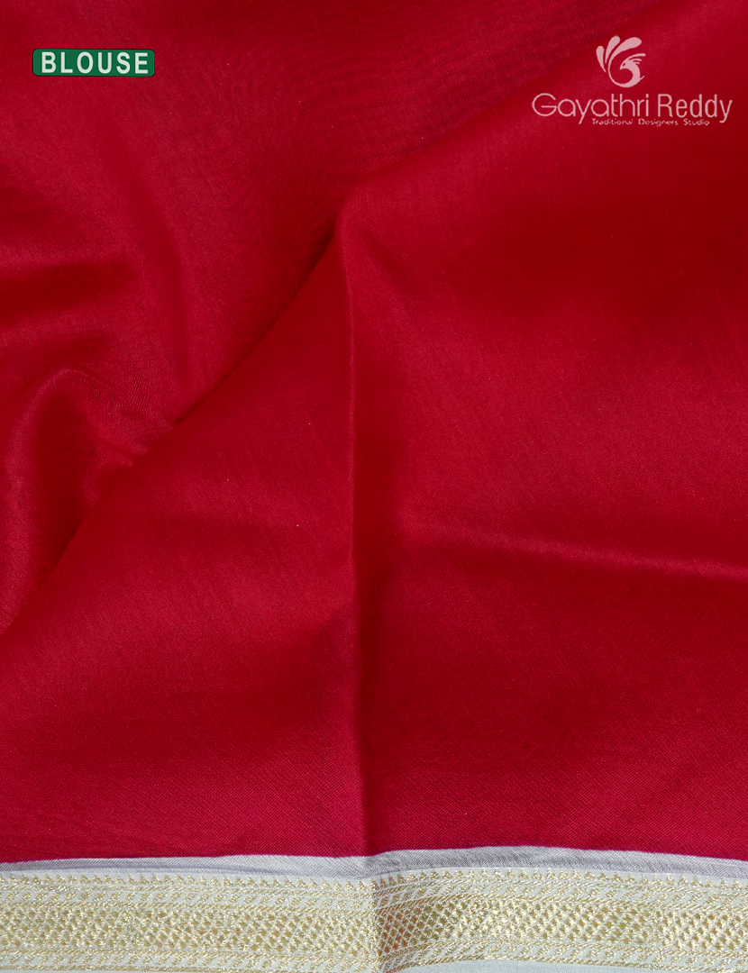 Pure Maheshwari Silk Saree in Silver Grey and Deep Pink